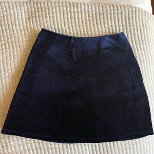 silence + noise Navy Velvet A-Line Mini Skirt